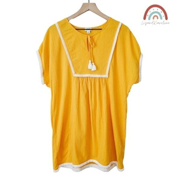 J. Crew Bohemian Tassels Fringe Tunic Swim Coverup Oversized Mini Dress - Picture 2 of 9
